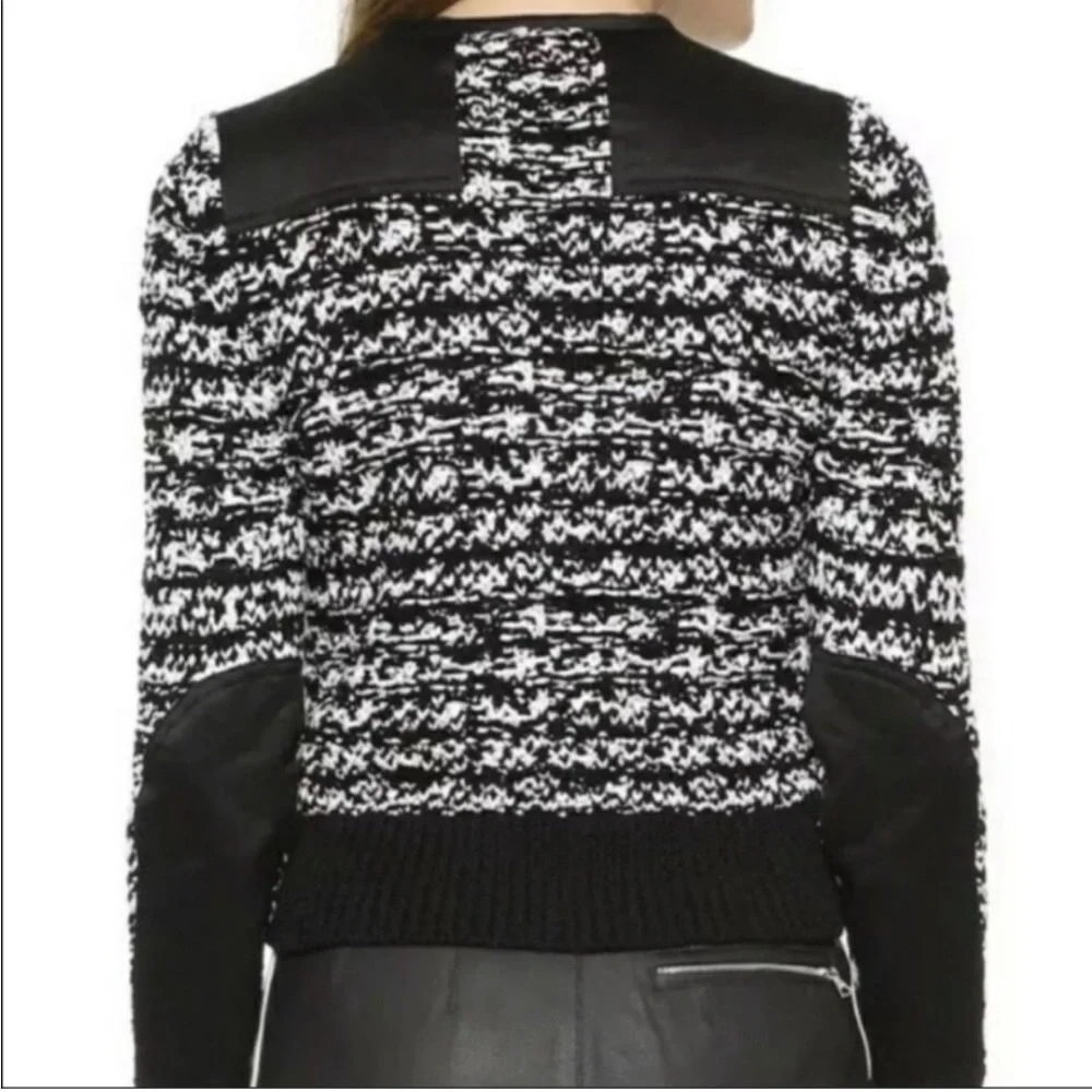 Rag & Bone Viola Black And White Ribbon Knit Sweater Jacket Zipper - Picture 3 of 15